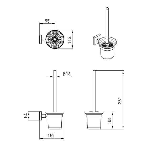 Підвісний йоржик для унітаза VOLLE CUADRO чорний Київ