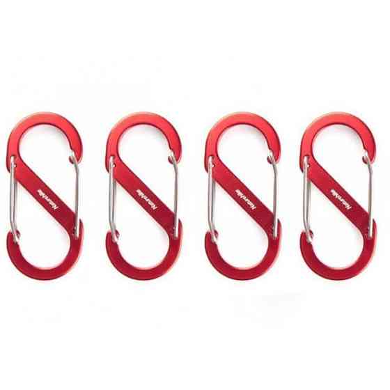 Карабін багатофункціональний Naturehike S-type NH20GS004, 40 мм, 4 шт, червоний Киев