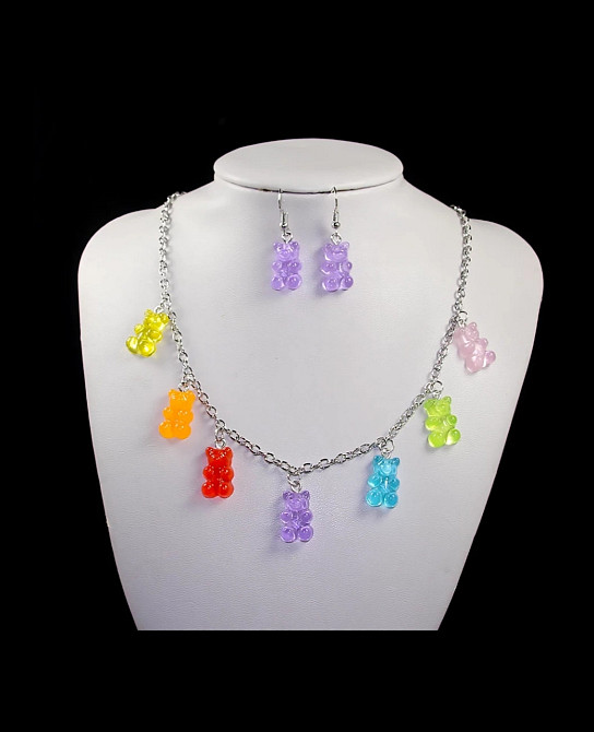 Мишки украшения набор сережки и ожерелье разноцветный Киев - изображение 1