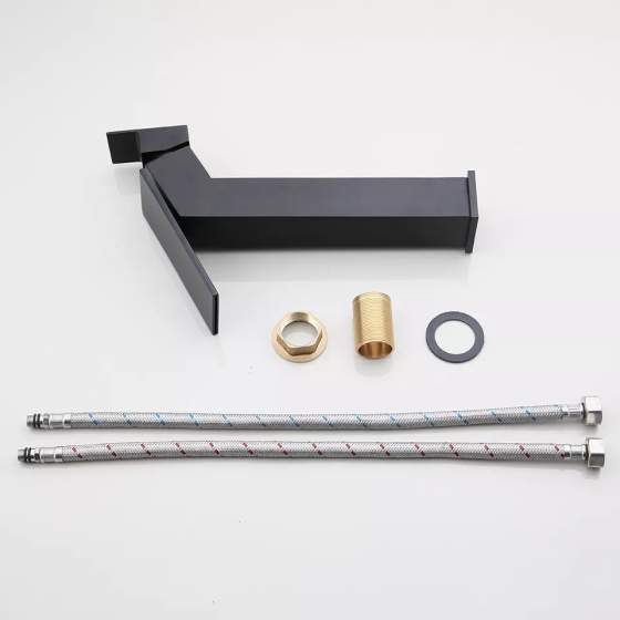 Смеситель матовый в ванную для умывальника, кран однорычажный из латуни для холодной и горячей воды Черный Каменец-Подольский