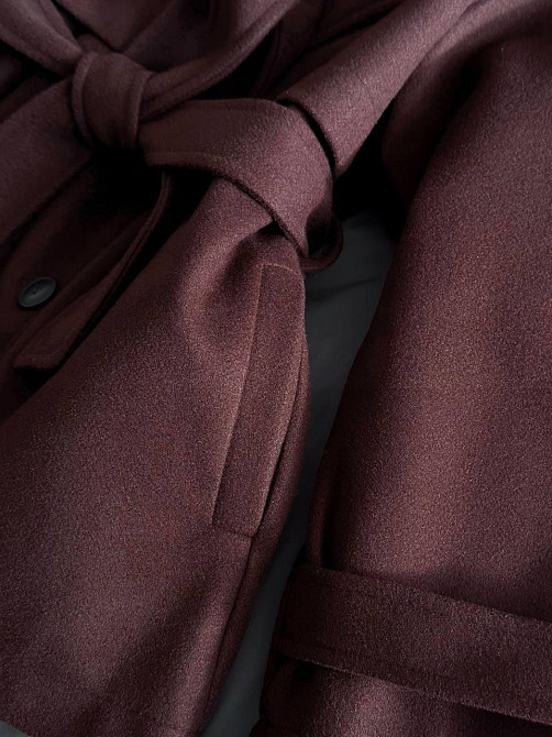 Женское короткое утепленное пальто оверсайз 42-46 Шоколад Одесса - изображение 9