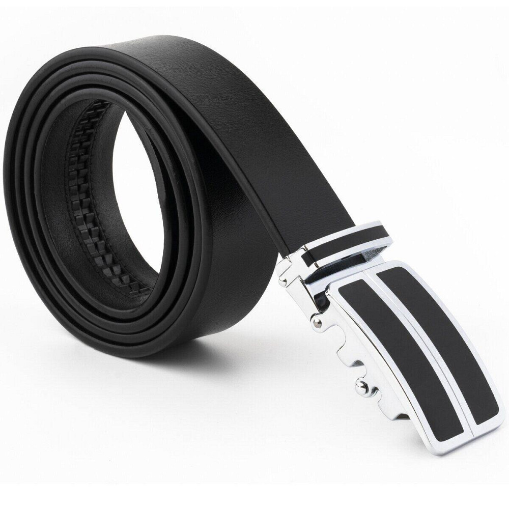 Ремінь чоловічий з автоматичною пряжкою і чорними вставками Чорний (Vintage) Київ - фото 2