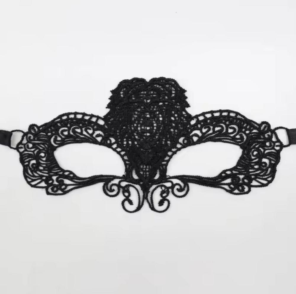 Маска маскарадная кружевная унисекс one size черный Киев - изображение 1