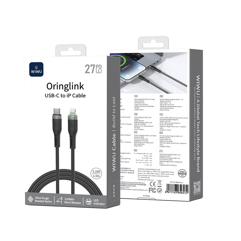Кабель WIWU 27W OringLink Series Nylon Braided Cable Wi-C070 C-L 1M Одеса - фото 2