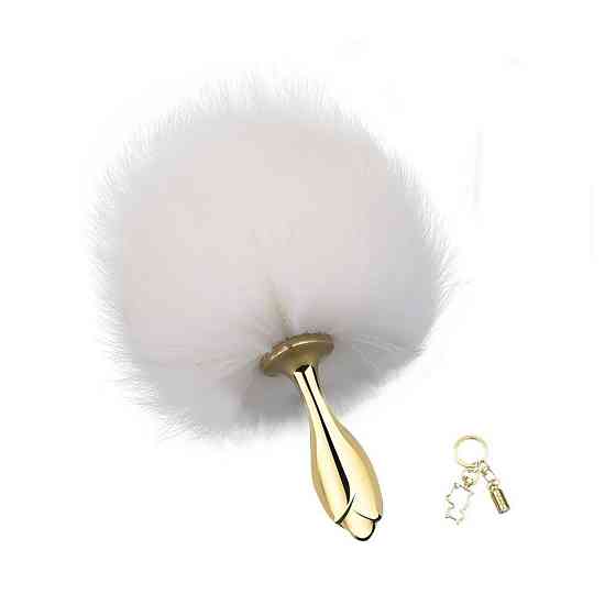 Металева анальна пробка Крихітний хвіст LOCKINK SEVANDA White Bunny-Tail Anal Rose-shape Plug Sex Aura Київ