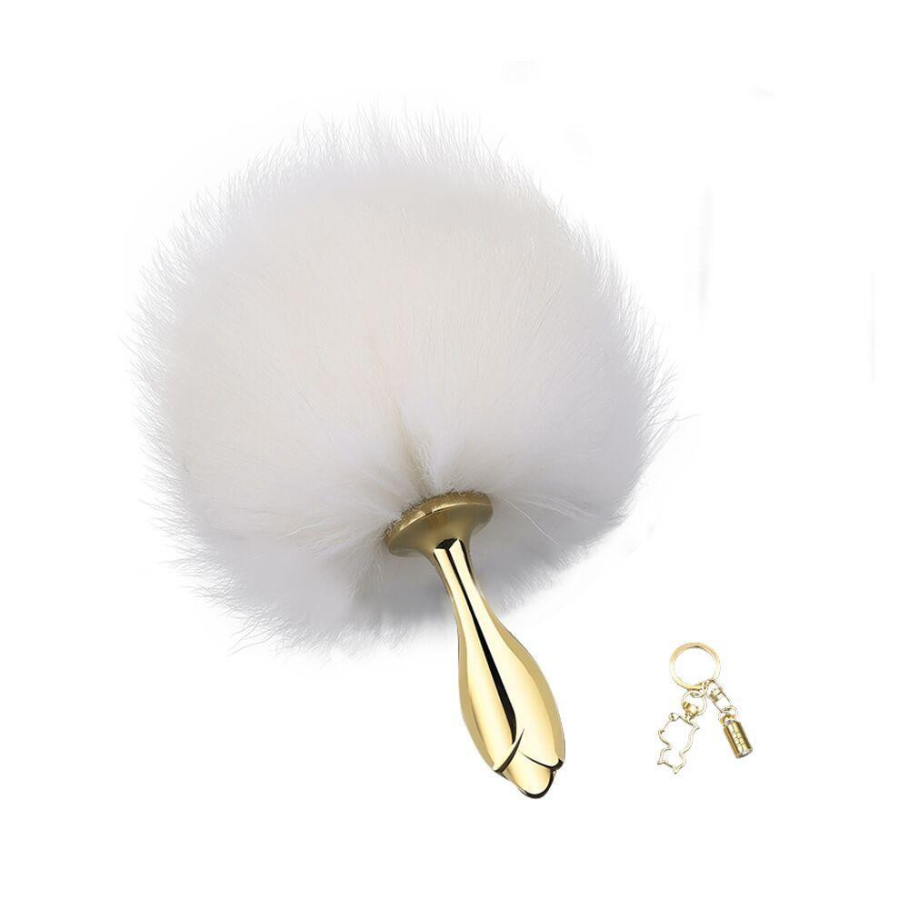 Металева анальна пробка Крихітний хвіст LOCKINK SEVANDA White Bunny-Tail Anal Rose-shape Plug Sex Aura Київ - фото 1