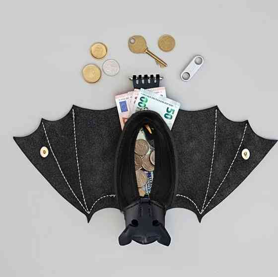 Кошелек для монет в форме летучей мыши с карабином PU кожа, чехол для мелочей на молнии Киев