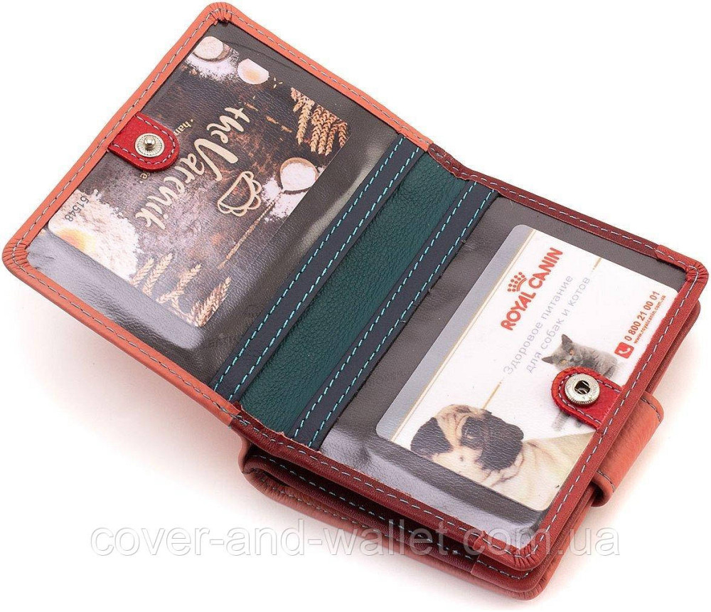 Жіночий компактний гаманець з натуральної шкіри рожевого кольору з хлястиком на магніті ST Leather Київ - фото 6