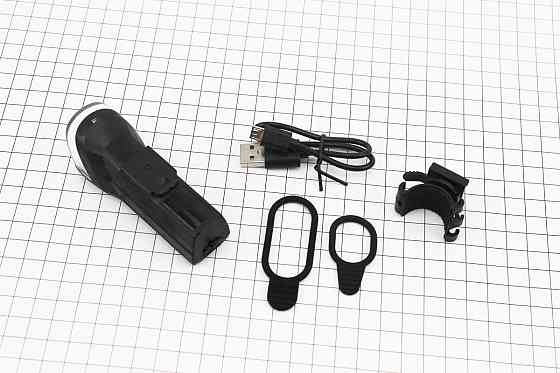 Ліхтар передній 1 діод 110 lumen, Li-ion 3.7V 1300mAh зарядка від USB, вологозахисний, чорний JY-7057 Бершадь