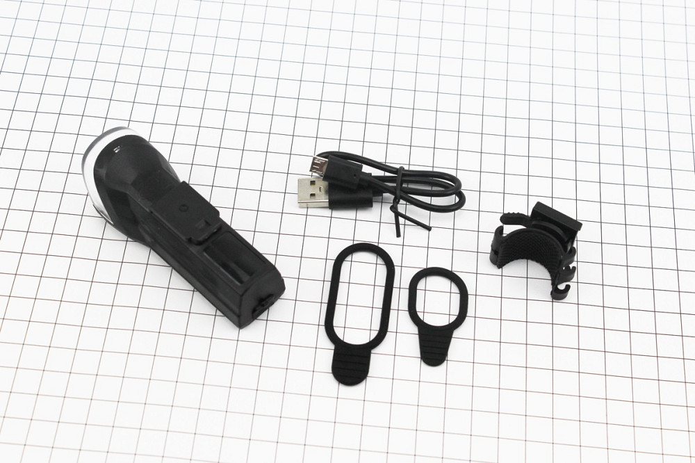 Ліхтар передній 1 діод 110 lumen, Li-ion 3.7V 1300mAh зарядка від USB, вологозахисний, чорний JY-7057 Бершадь - изображение 2