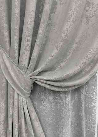 Комплект штор VR-Textil Жаккард Мрамор 150х270 2шт и Тюль 500х270 1124ш-1400т Светло-серый с белым 71-058/4 Киев