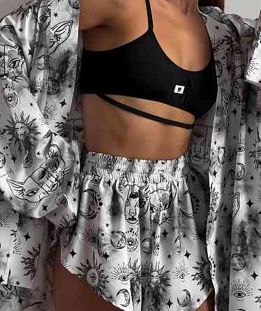 Женский стильный домашний комплект двойка софт принт Белый Одесса