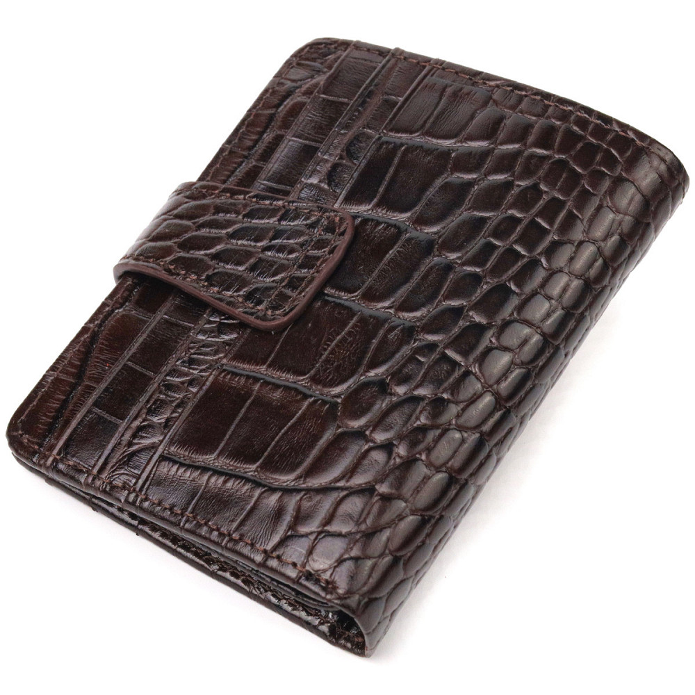 Интересный кошелек для мужчин из натуральной кожи с тиснением под крокодила CANPELLINI 21689 Коричневый Киев - изображение 9