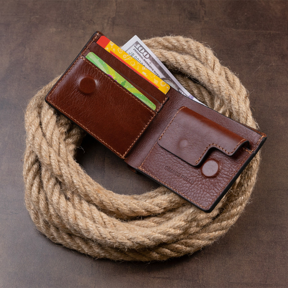 Горизонтальное портмоне в гладкой коже на магнитах (GRANDE PELLE) Киев - изображение 4