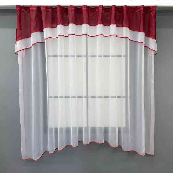 Кухонная гардина VR-Textil № 036к арка белый с красным 280х170 см (52-0404) Киев