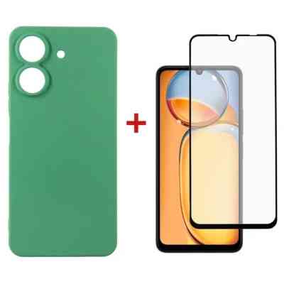 Чехол для мобильного телефона Dengos Kit for Xiaomi Redmi 13C case + glass (Mint) (DG-KM-63) Винница