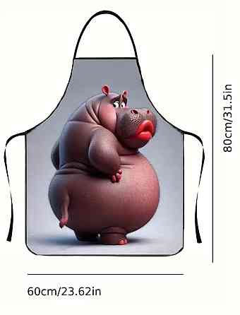 Фартух з приколом Бегемот 80 на 60 см різнобарвний Київ