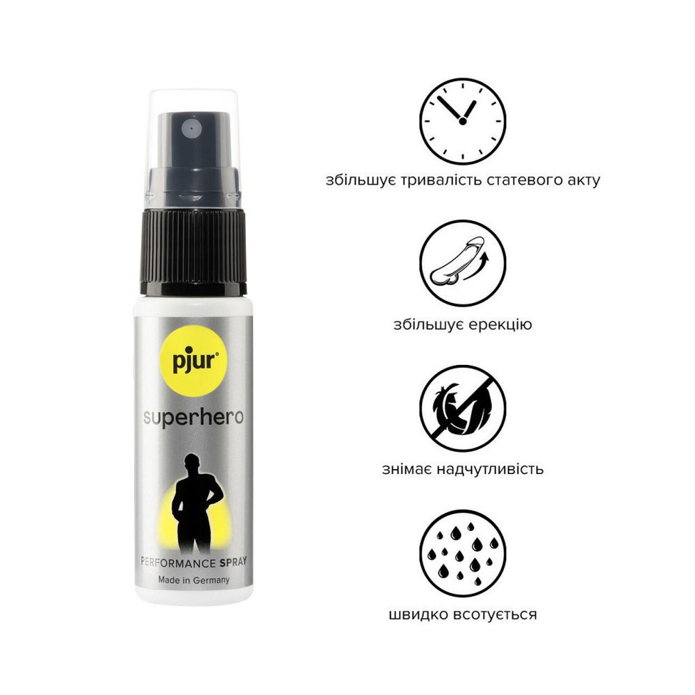 Пролонгирующий спрей pjur Superhero Spray 20 мл, впитывается в кожу, натуральные компоненты Sex Aura Киев - изображение 2