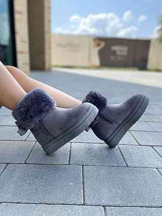 Женские ботинки 8323-6 серые эко-замша зима высота 18 см скрытая танкетка 7.5 см (1137) 38р.39р Коломия