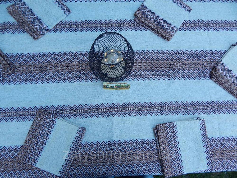 Коричнева скатертина з сетами на льону Київ - фото 5