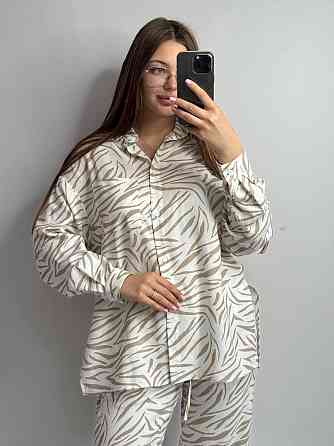 Костюм жіночий літній льон Бежевий Тварини принти XL-XXL Харків