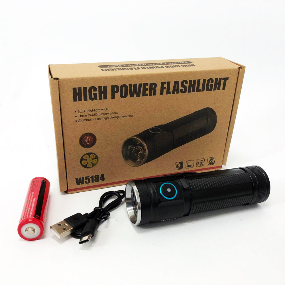 Фонарик светодиодный для туриста W5184-6XHP360, Перезаряжаемый ручной фонарь, Фонарь военный зсу YX-21 Львов - изображение 4