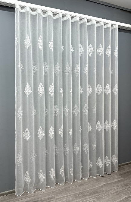 Тюль VR-Textil 1677т Батист с вышивкой Белый 300х270 см (42-0676) Киев - изображение 3
