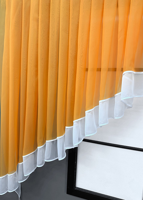 Кухонний комплект VR-Textil № 062к шторка з ламбрекеном помаранчевий із білим 200х170 см (52-1183) Київ - фото 4