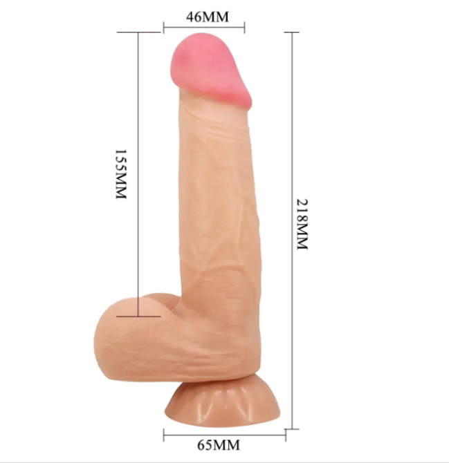 Вибратор на присоске с хребтом и эффектом скользящей кожи BAILE - Sliding Skin 8,5'' Flesh, BW-008105ZRG Sex Aura Киев - изображение 3