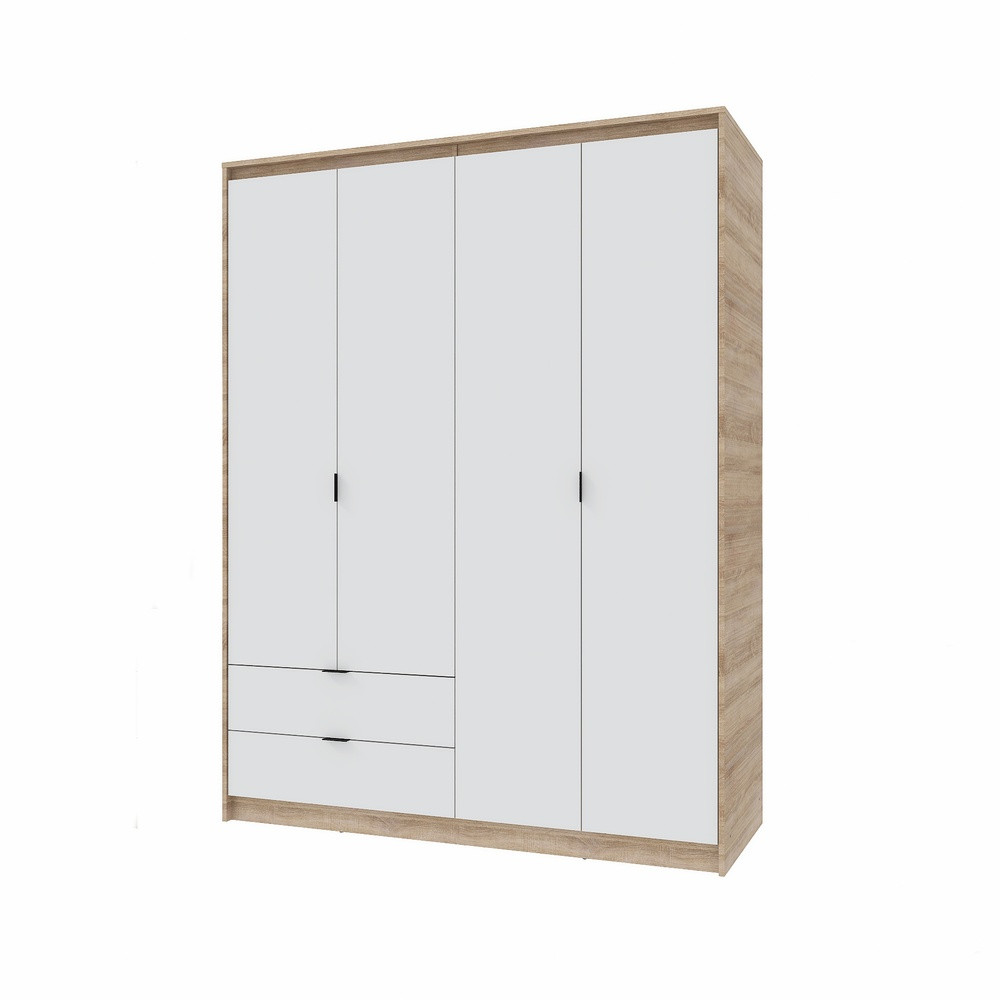 Шкаф распашной для одежды с выдвижными ящиками (штанга - полки) Эверест Сити-1600 160,2х50х204,6 см Дуб сонома/Белый (DTM-071119) Львов - изображение 5