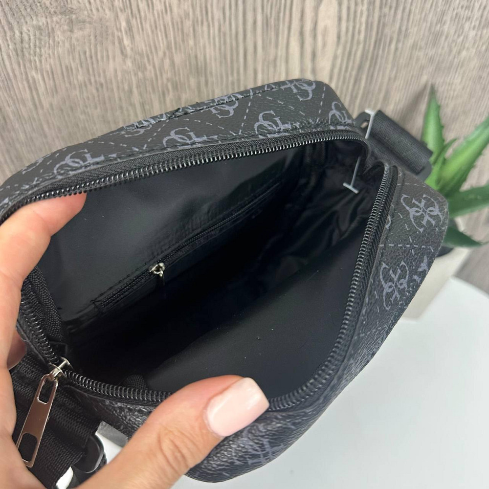 Модна чоловіча сумка планшетка на плече стиль Guess, сумка-планшет Гесс чорна для чоловіків ( 21067 ) Харьков - изображение 10
