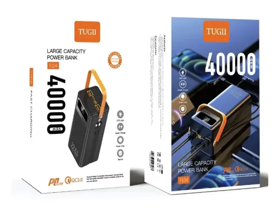 Power Bank TUGII Y104 40000 мАг, 22.5Вт, зовнішній акумулятор, швидка зарядка, USB/Type-C Одеса