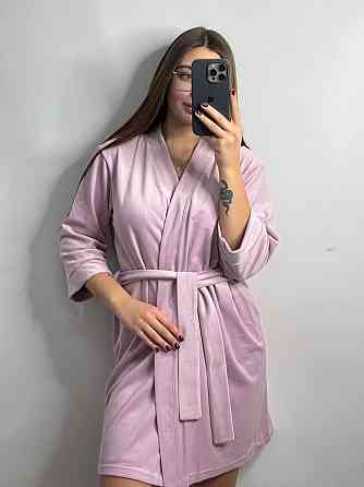 Халат жіночий велюровий під пояс Пудра XL Харків