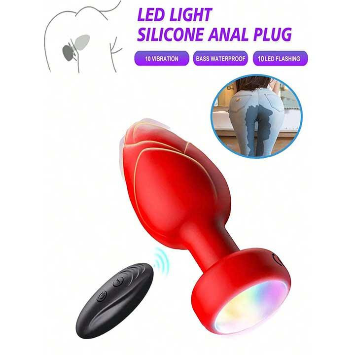 Анальна пробка що світиться з вібрацією і Д/У Light Anal Plug 3,5*9 см червона — Анальні іграшки Вінниця - фото 10