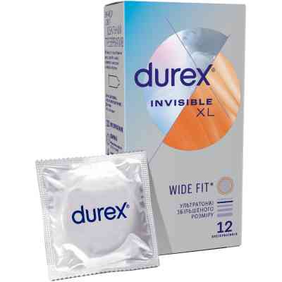 Презервативи Durex Invisible XL ультратонкі збільшеного розміру (ширші) 12 шт. (5052197057119) Вінниця