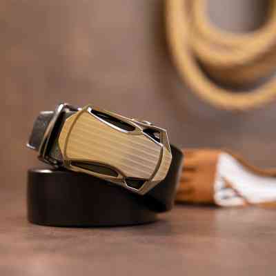 Ремень Vintage Мужской с пряжкой автомат Черный (20355) Винница