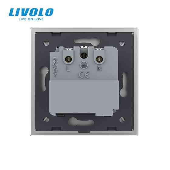 Радіокерована (дистанційна) розетка з пультом LIVOLO, сіра, з заземленням та захисними шторками, керування зі смартфона, Alexa, Google Home, 16А 230В  Коломия