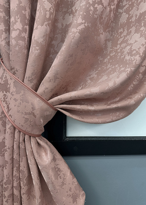 Комплект коротких штор VR-Textil Льон мармур Pavliani VO № 1716ш пудровий 130х170 см 2 шт (35-0342) Київ - фото 4