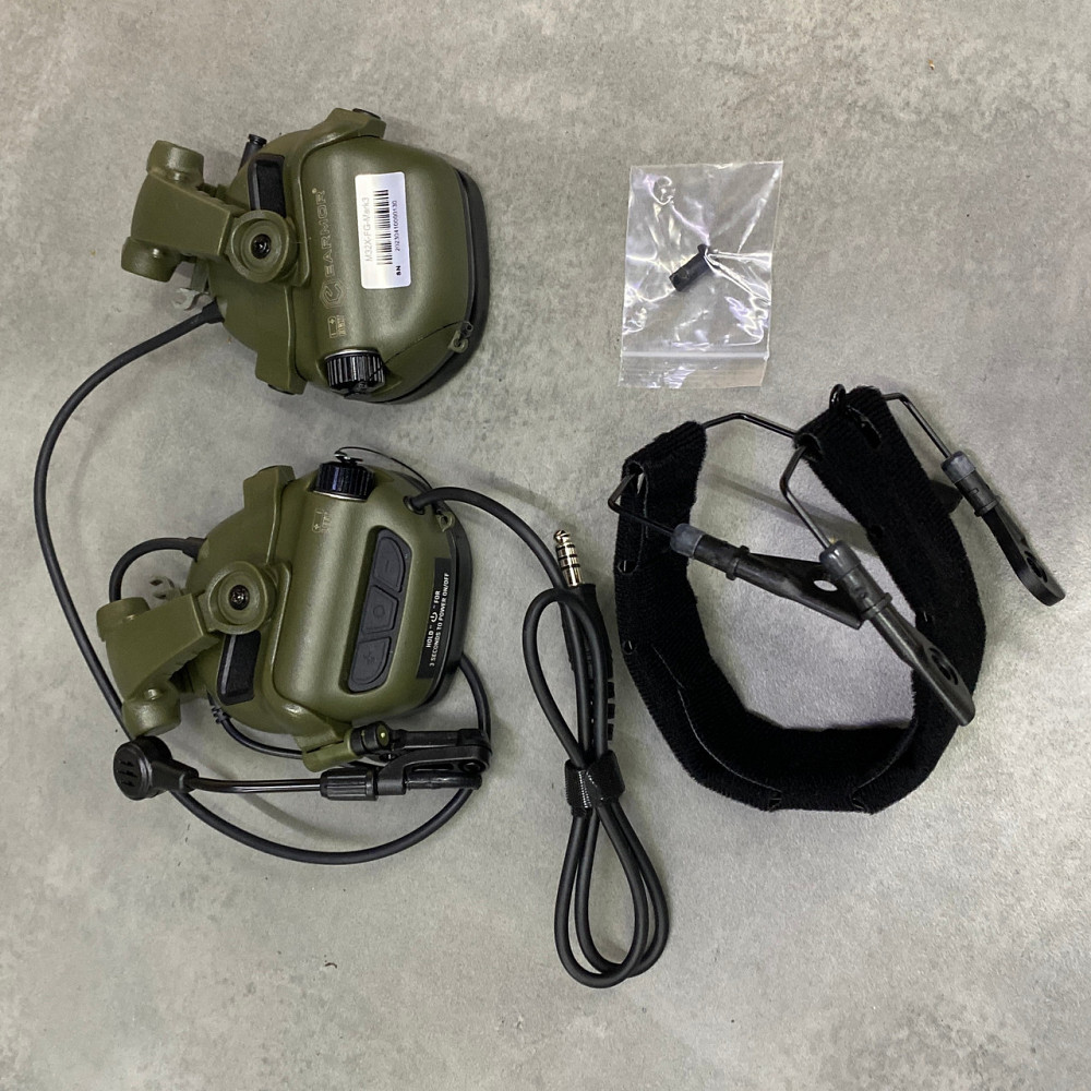 Наушники тактические Earmor M32X Mark3, активные, с креплением на шлем и съёмным микрофоном, цвет Олива Solmir Киев - изображение 2