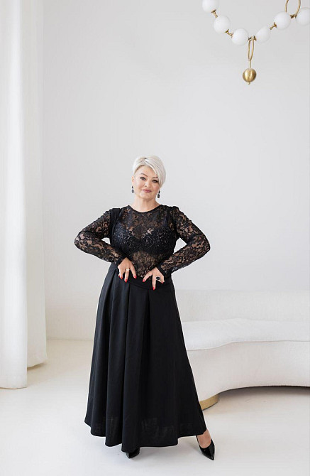 Жіночий стильний комплект: лонгслів і плаття батал трикотаж + гіпюр 52/54 Одеса - фото 3