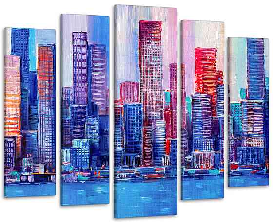 Модульная картина в гостиную / спальню Рисованный город Art-436_5 ( 80х118см ) Київ