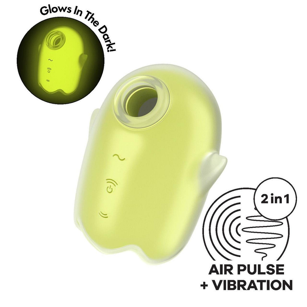 Вакуумний кліторальний стимулятор з вібрацією Satisfyer Glowing Ghost Yellow, світиться в темряві Sex Aura Київ - фото 1