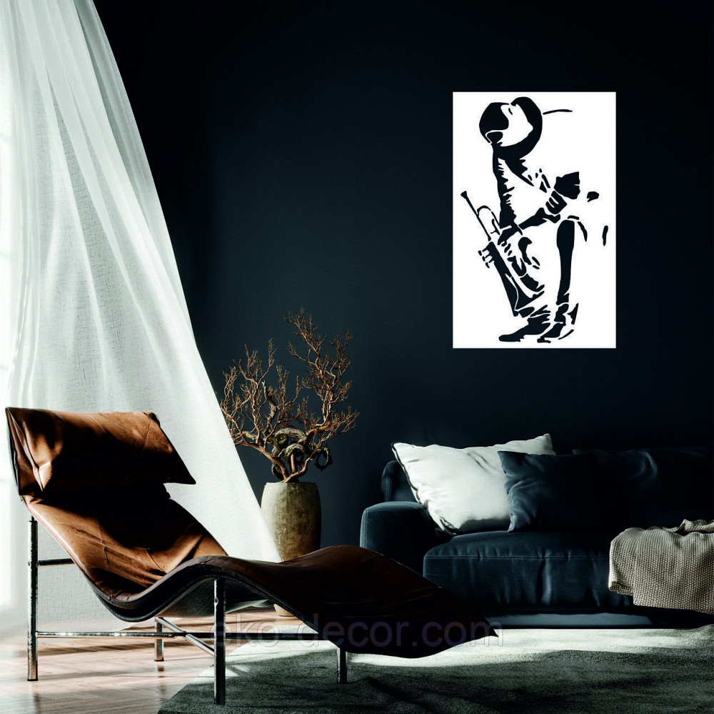 Декоративное настенное Панно «Музыкант», Декор на стену 50*31 см, Белый Киев - изображение 1