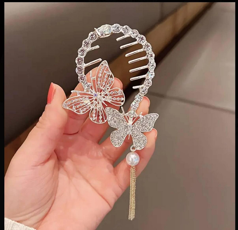 Декоративный гребень для волос с бабочками и подвеской Киев - изображение 3