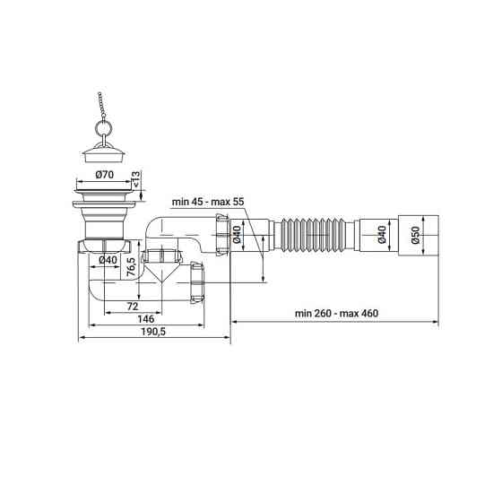 Сифон Zerix SD-02 для душового піддону з ревізією та випуском   ( ZX4962 ) 36857 Харьков