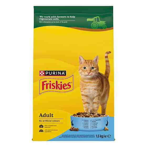 Сухой корм FRISKIES для взрослых кошек, с лососем и овощами, 1.5 кг Киев