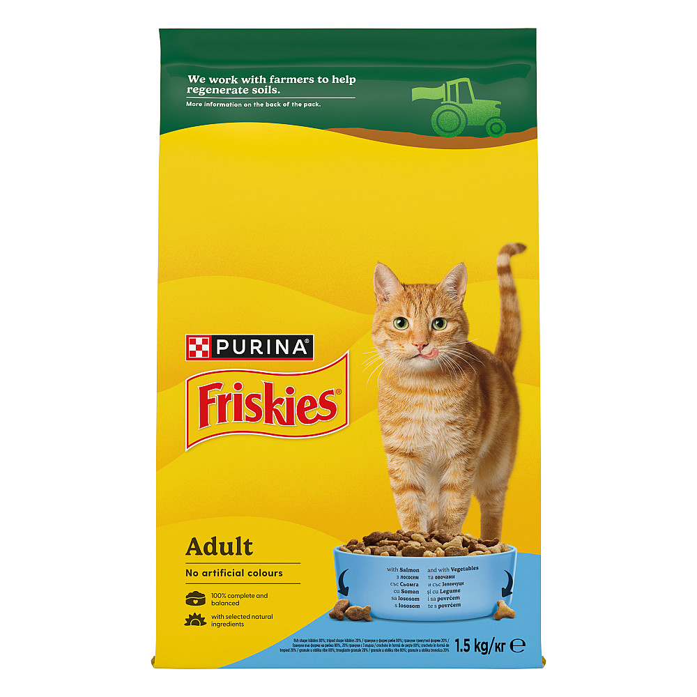 Сухий корм FRISKIES для дорослих котів, з лососем та овочами, 1.5 кг Київ - фото 2