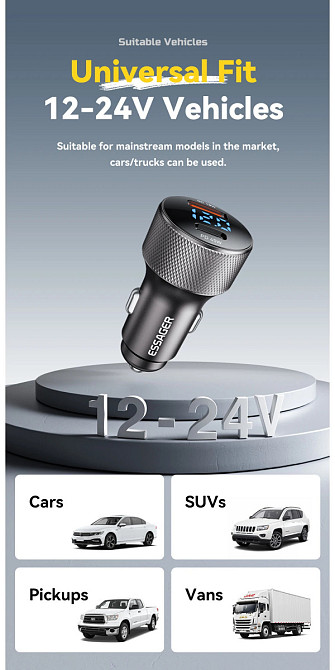 Автомобильное зарядное устройство Essager ES-CC21 45W A+C (USB-A + Type-C) — быстрая зарядка смартфонов и планшетов Николаев - изображение 9