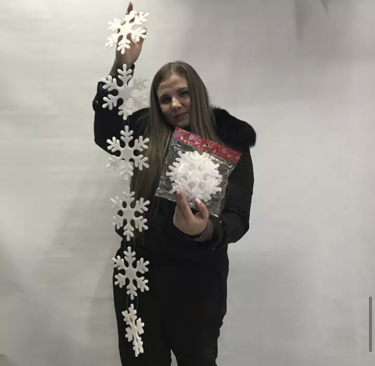 Набор новогодних снежинок, діаметр 15см, в наборі 6 шт, новорічна гірлянда Київ - фото 8