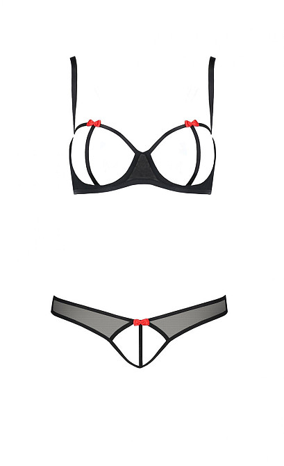 Комплект белья с открытым доступом HEIDI SET WITH OPEN BRA black S/M - Passion Sex Aura Киев - изображение 3